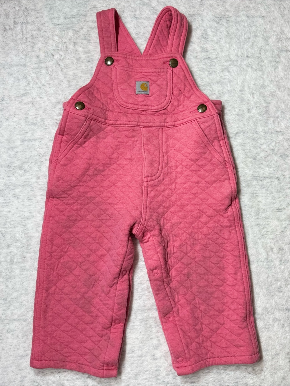 Carhartt Baby Girl Pink Quilted Overalls 18M Workwear Insulated Bib Vintagestyle